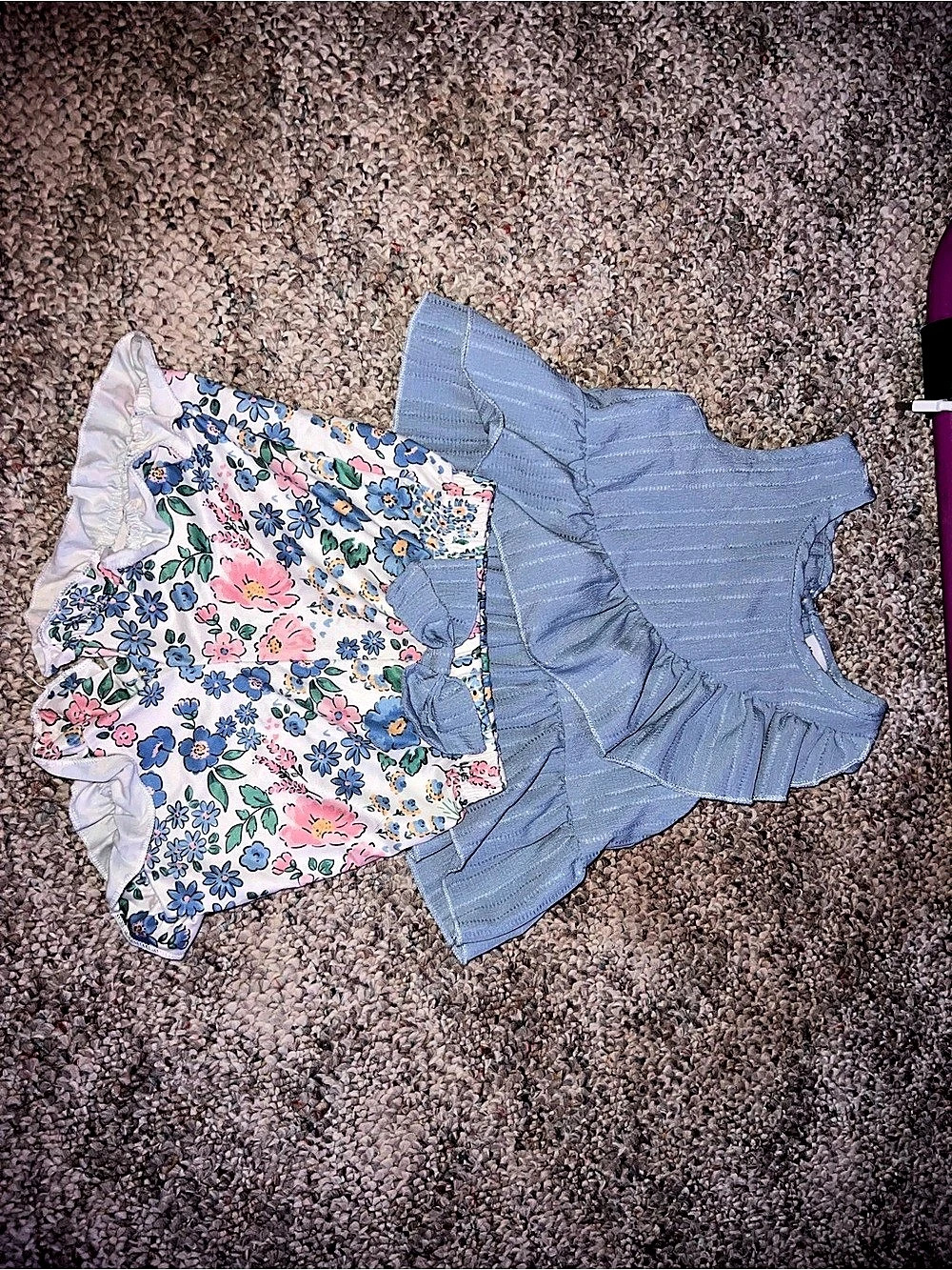 Kids Floral & Blue Ruffle Set